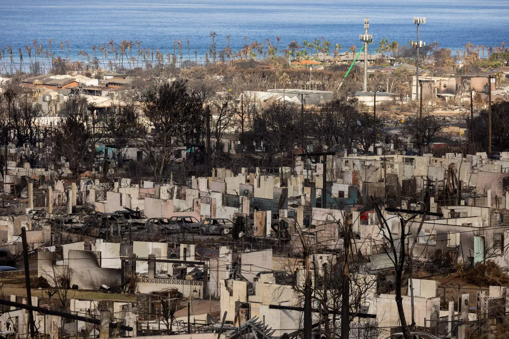 Burned buildings are pictured in the aftermath of the Maui wildfires in Lāhainā, Hawaiʻi.